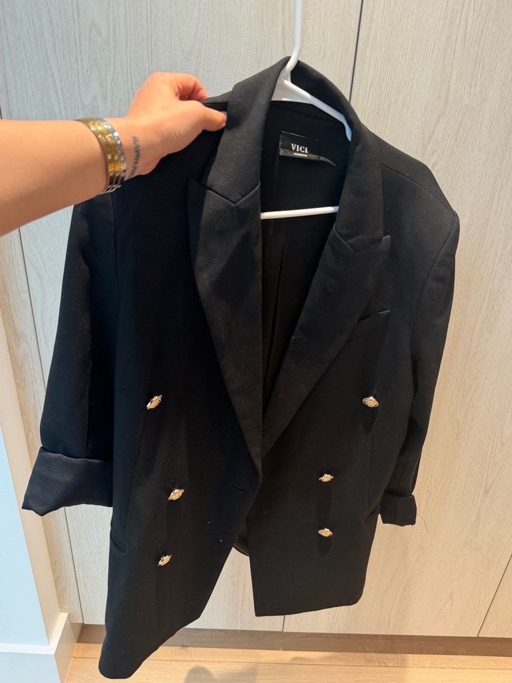 VICI Black Women's Blazer with Gold Accent Buttons
